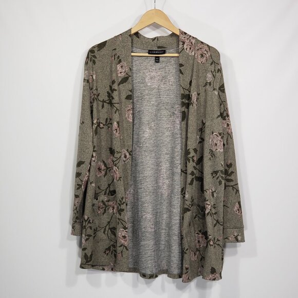 Lane Bryant  Olive Green Floral  Open Cardigan  Plus Size 18/20 - Picture 1 of 5